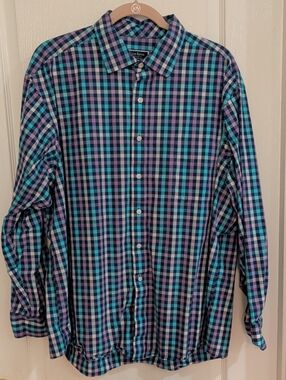 Club Room Blue, Teal & Purple Plaid Button-Down Shirt